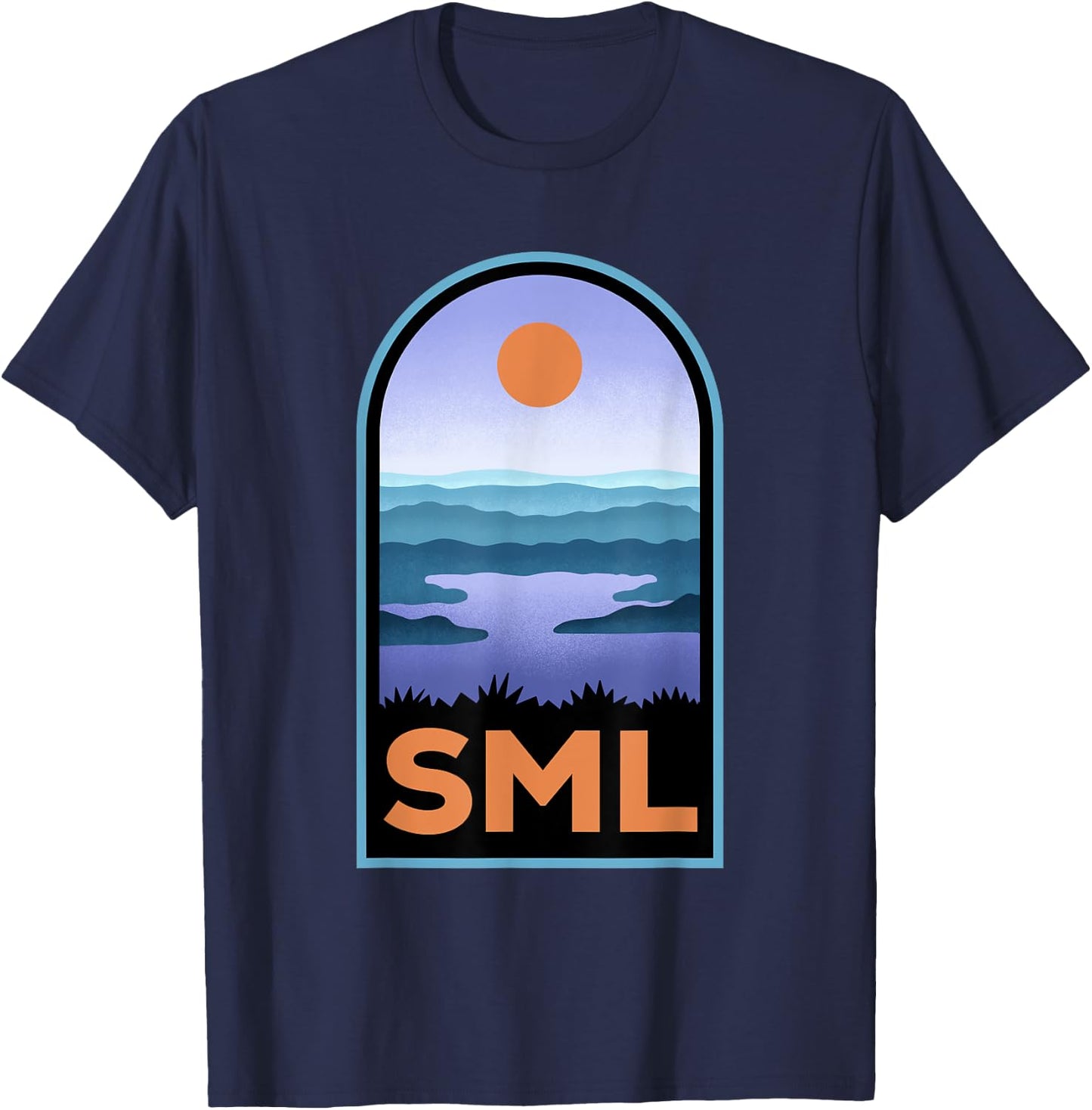 Smith Mountain Lake Retro Landscape T-Shirt - T-Shirt | Navy
