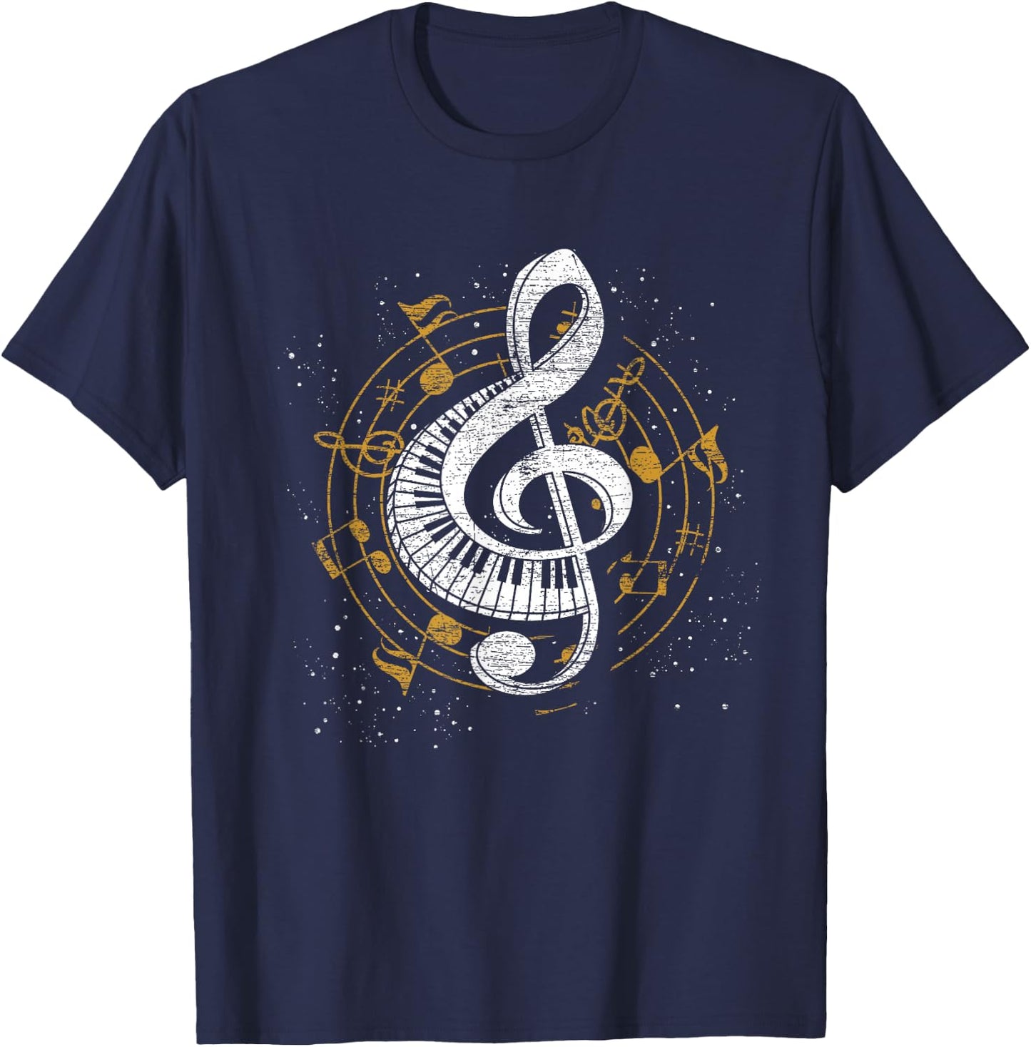 Music Sheet Music Piano Orchestra Musicians Piano Clef T-Shirt - T-Shirt | Navy