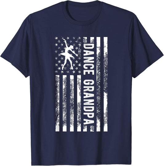 Dance Grandpa Of A Dancer Grandpa US Flag Dancing Grandpa T-Shirt - T-Shirt | Navy