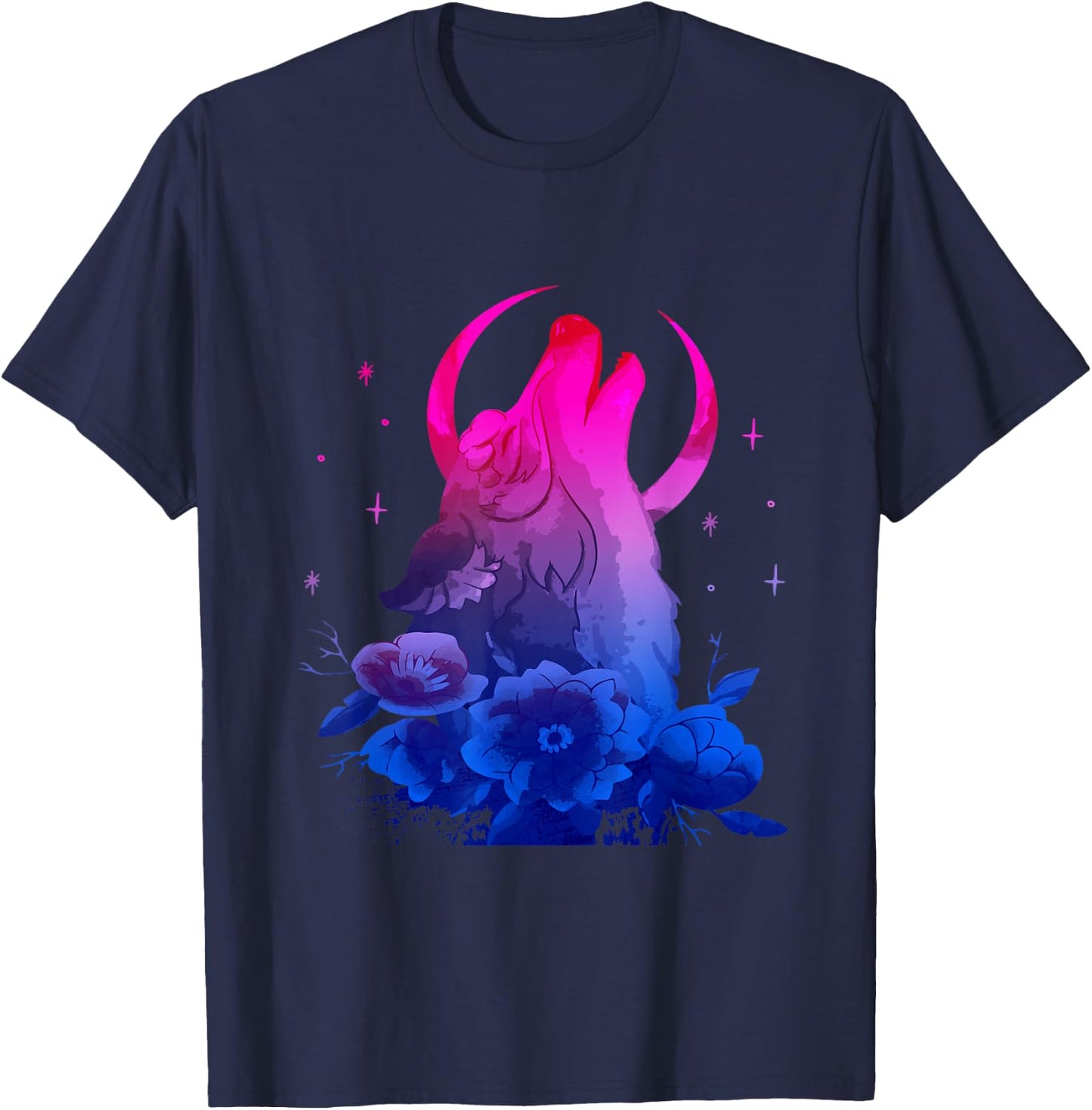 Bi Pride Bisexuality Bisexual Flag Howling Wolf Bisexual T-Shirt - T-Shirt | Navy