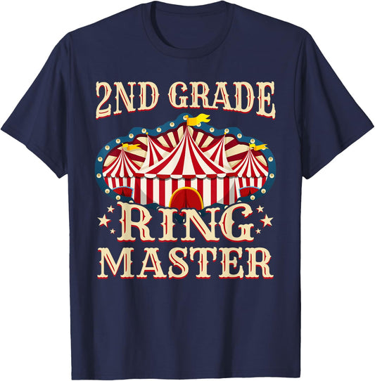 2nd Grade Ringmaster Shirt 2nd Grade Teacher Shirts Teacher Women Kids T-Shirt - T-Shirt | Navy