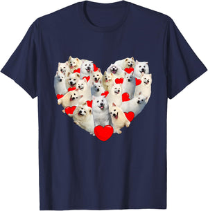 Funny Heart Love American Eskimo Valentine's Day Gift T-Shirt - T-Shirt | Navy