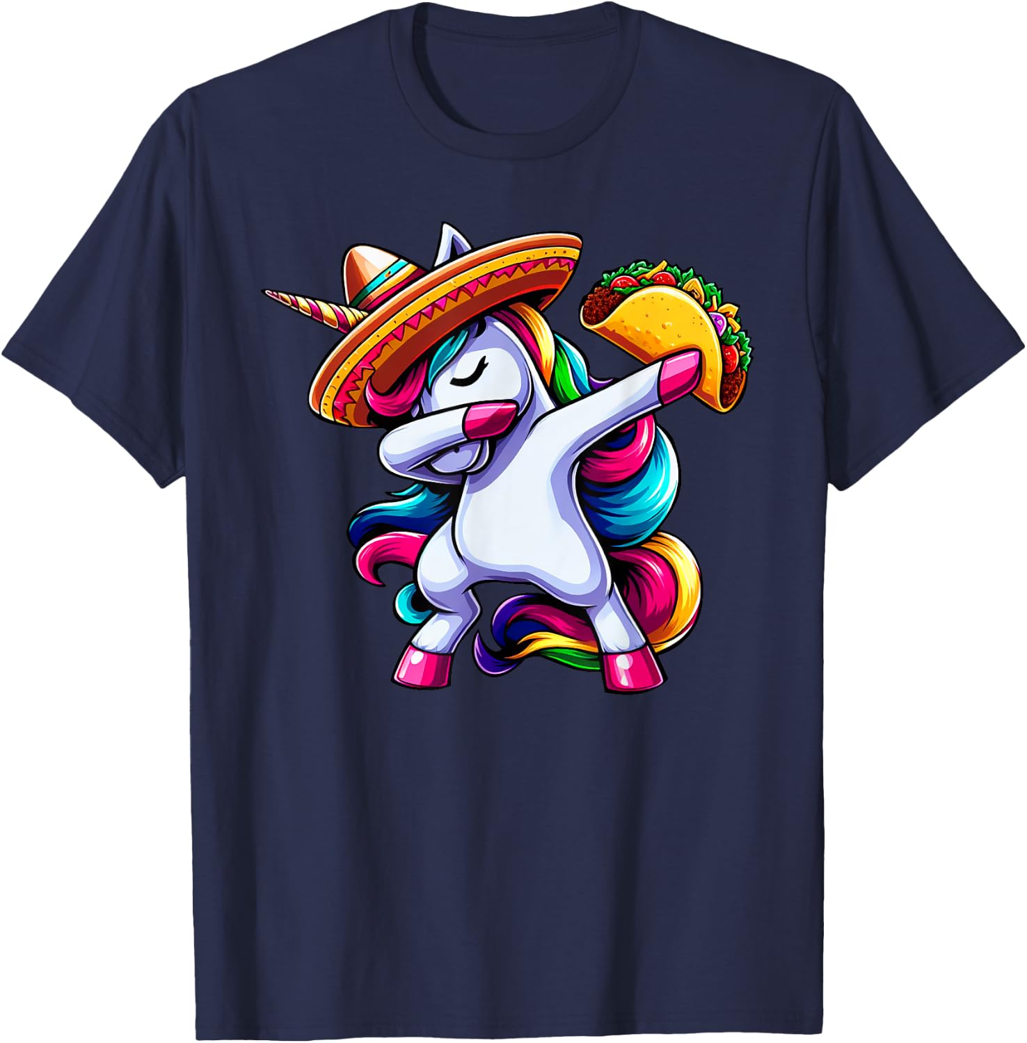 Cinco De Mayo Funny Dabbing Unicorn Sombrero Mexican Kids T-Shirt - T-Shirt | Navy