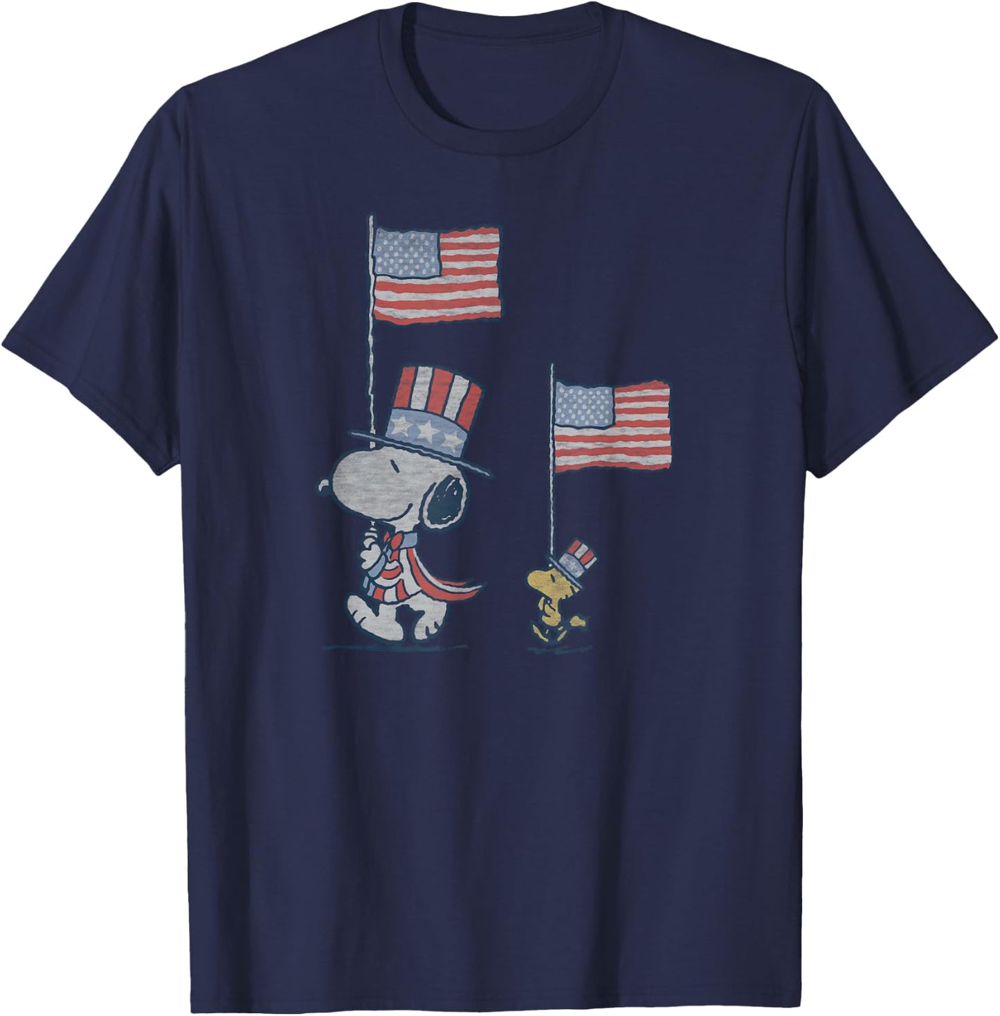 Peanuts Snoopy Independence Day Woodstock March T-Shirt - T-Shirt | Navy