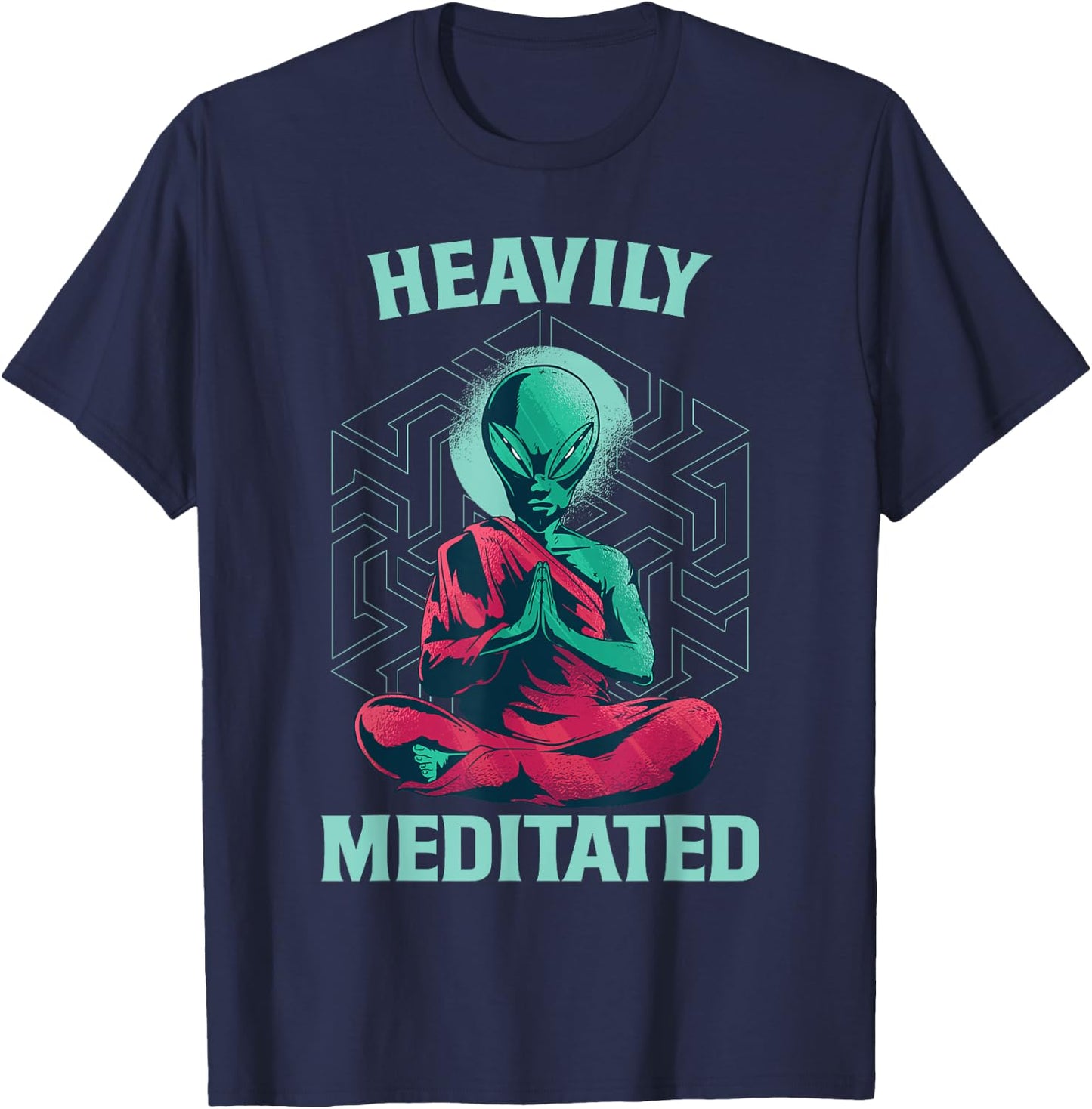 Heavily Meditated Alien Monk Funny Yoga Meditation T-Shirt - T-Shirt | Navy