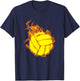 Fire Volleyball Ball Flames Volleyball Player T-Shirt - T-Shirt | Navy
