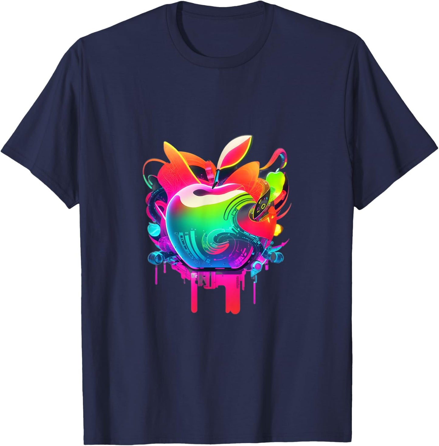 EDM Rave Festival Trippy Apple Electronic Dance Music T-Shirt - T-Shirt | Navy