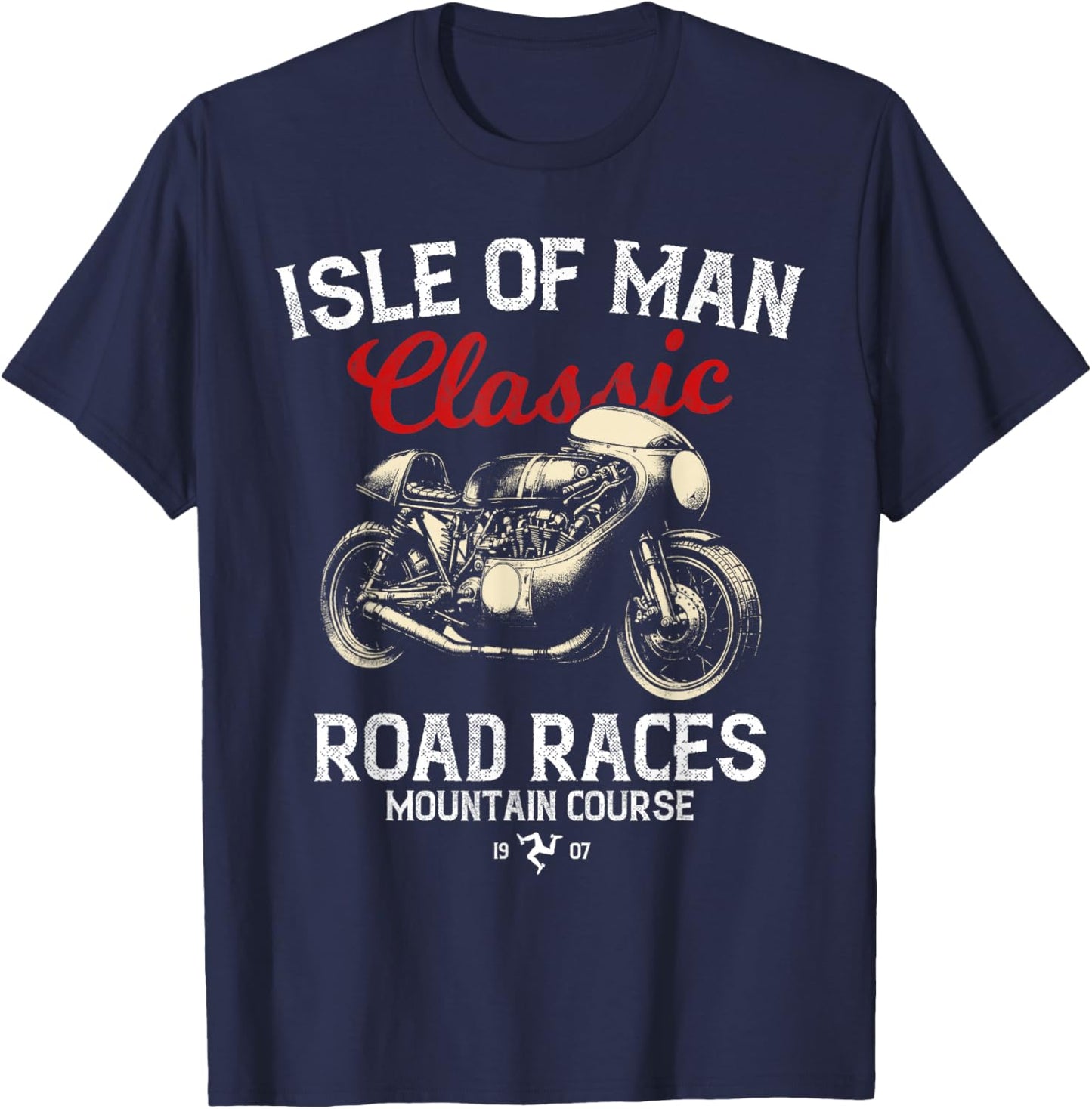 Retro Isle of Man TT Races Vintage Motorbike Race T-Shirt - T-Shirt | Navy