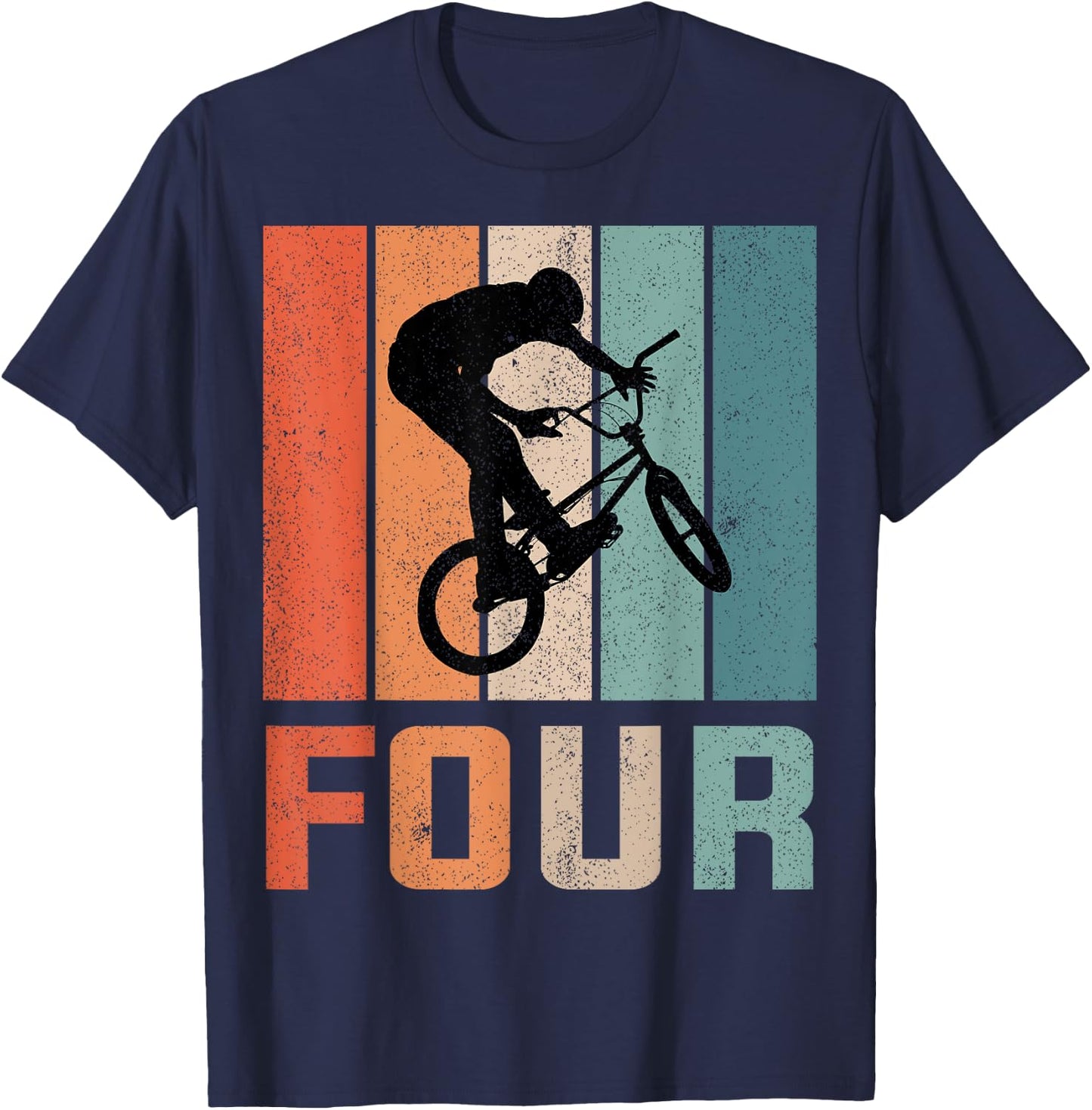 4th Birthday Retro BMX Bicycle Bike Boys Kids 4 Years Old T-Shirt - T-Shirt | Navy
