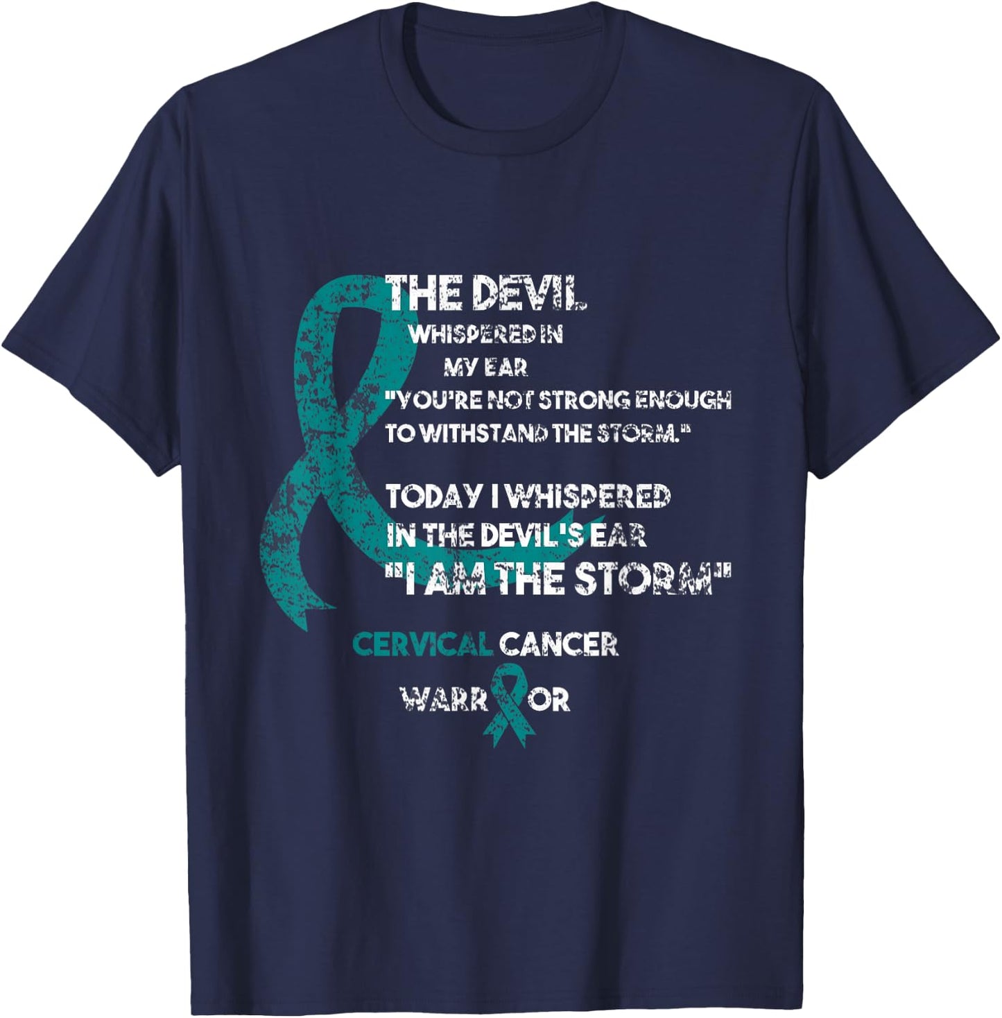 Cancer Fighter Gift Cervical Cancer Awareness T-Shirt - T-Shirt | Navy