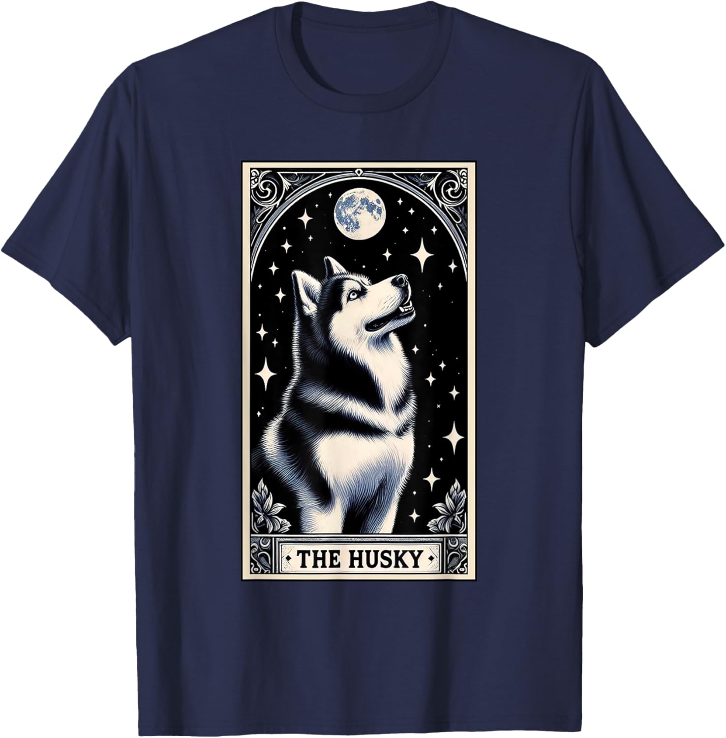 Funny The Husky Tarot Card Men Women Kids Siberian Husky T-Shirt - T-Shirt | Navy