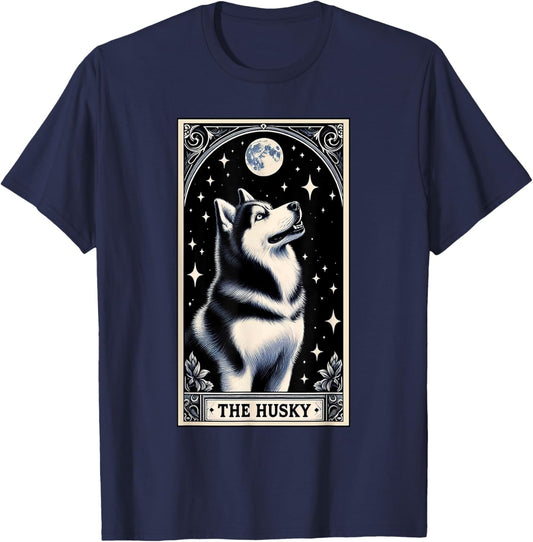 Funny The Husky Tarot Card Men Women Kids Siberian Husky T-Shirt - T-Shirt | Navy