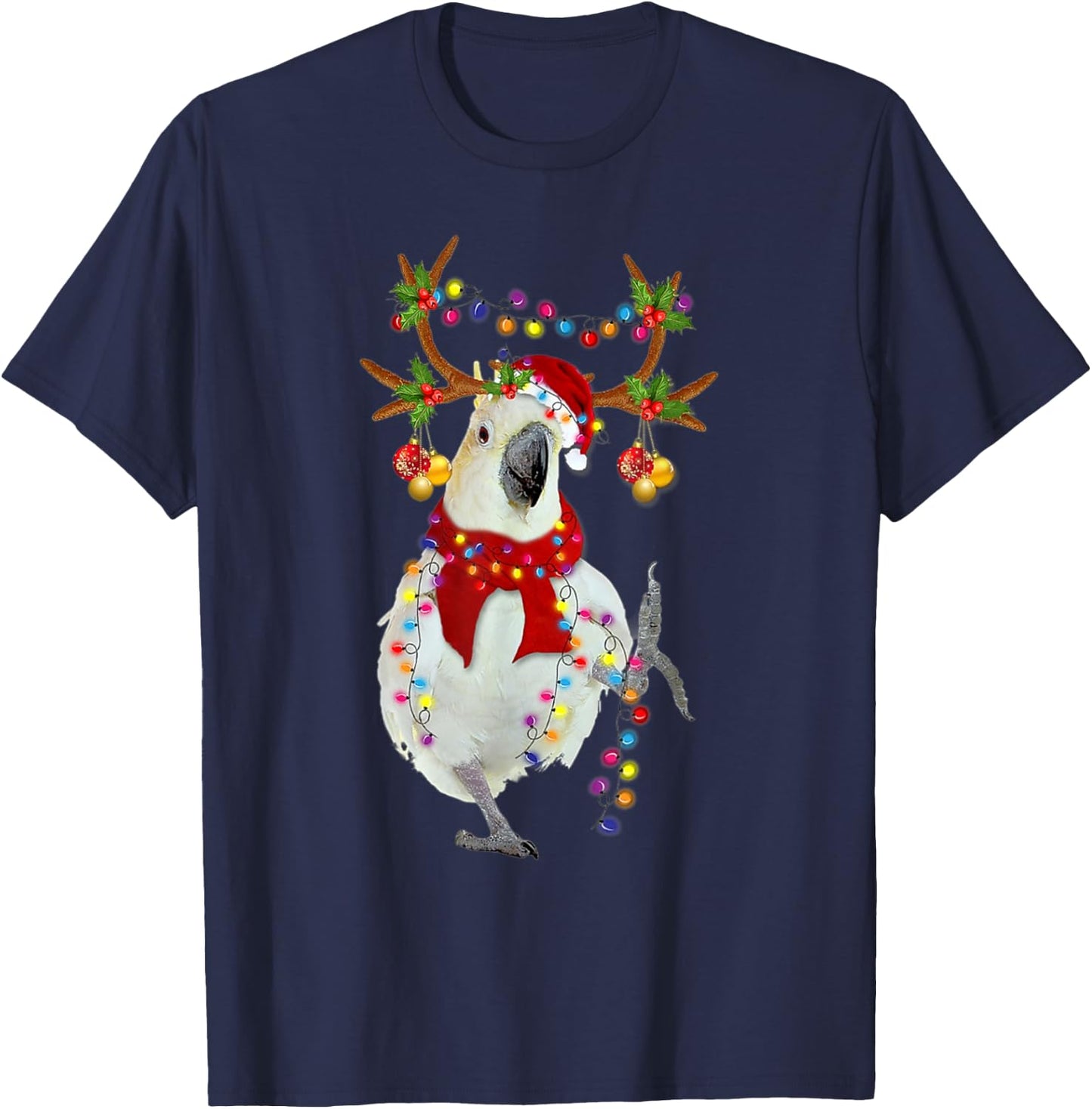 Cockatoo Gorgeous Reindeer Christmas Tree Light Xmas T-Shirt - T-Shirt | Navy