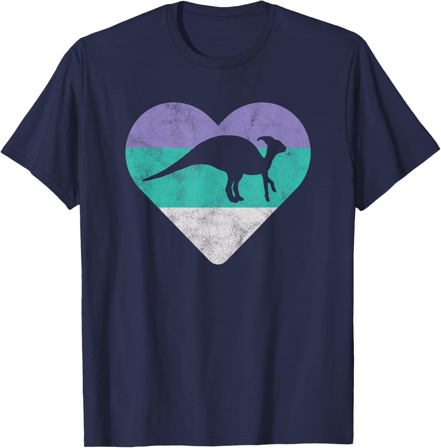 Parasaurolophus Retro Dinosaur Gift or Girls T-Shirt - T-Shirt | Navy