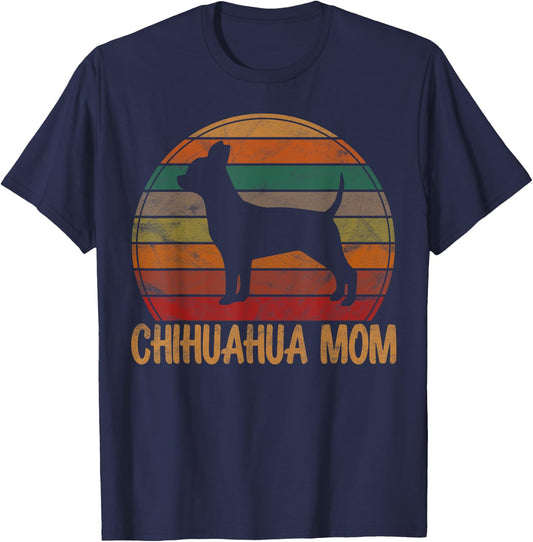 Retro Chihuahua Mom Gift Chi-chi Dog Owner Mother Pet Mama T-Shirt - T-Shirt | Navy