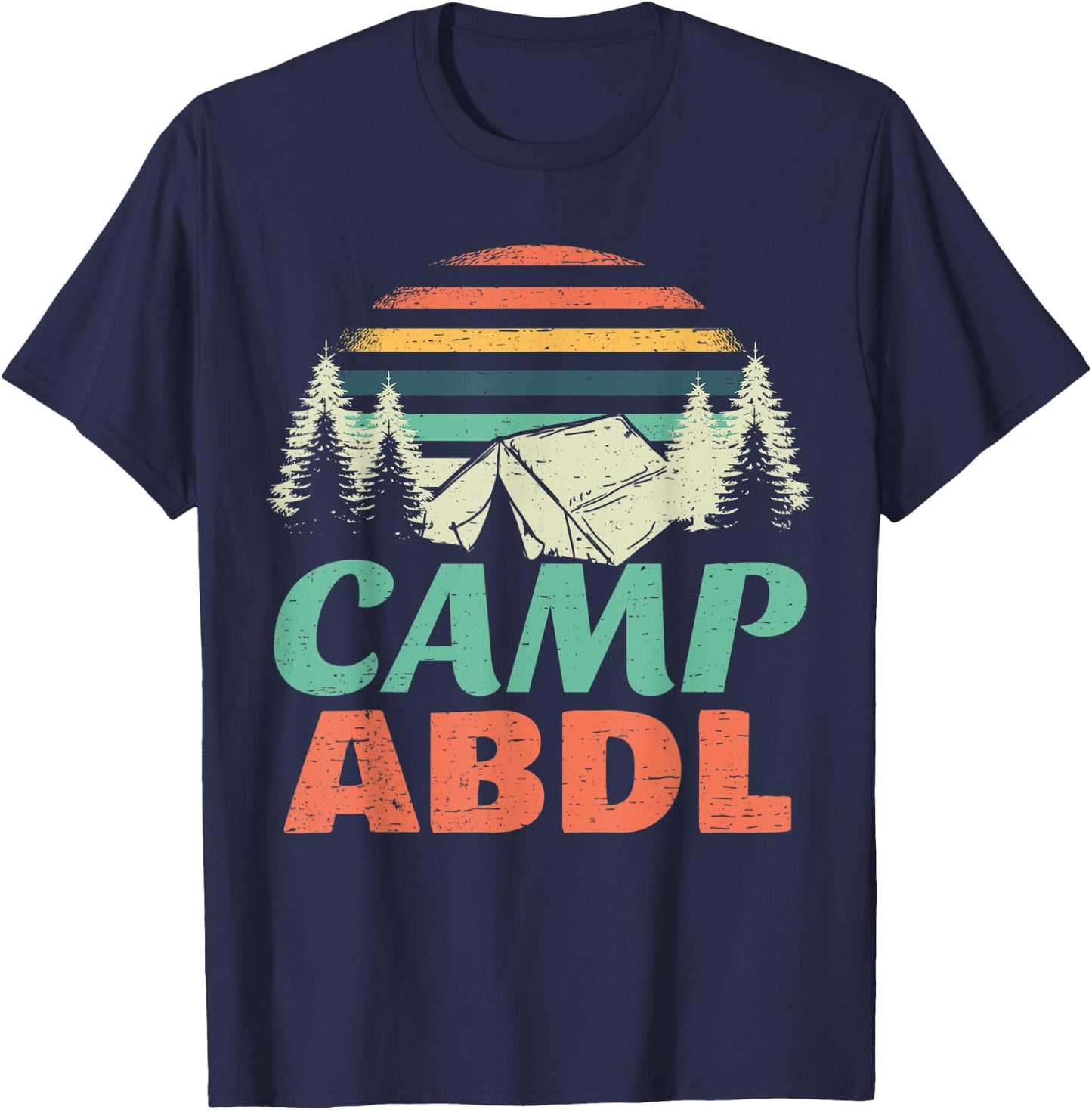Retro Camp ABDL Vintage Style Camper Discreet Design AB DL T-Shirt - T-Shirt | Navy
