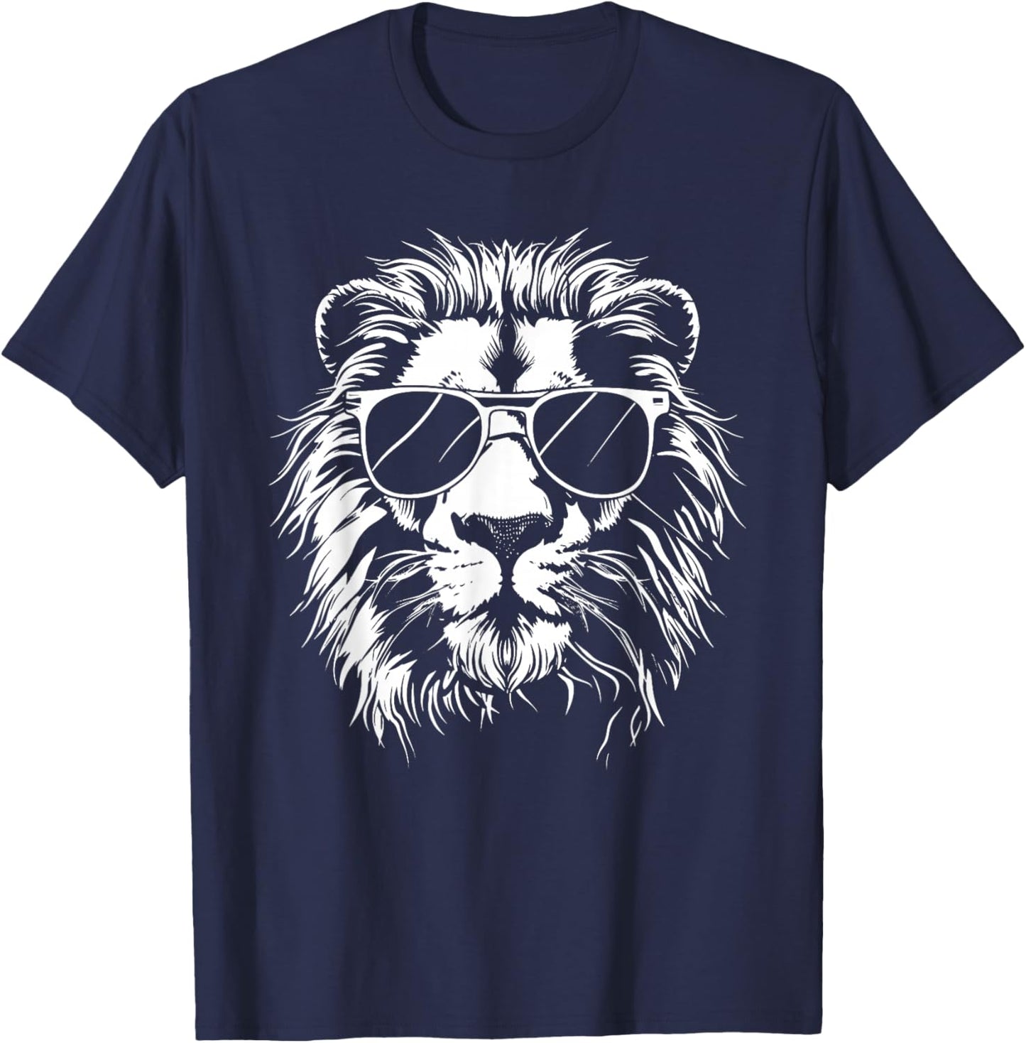 Lion Sunglasses Graphic T-Shirt - T-Shirt | Navy