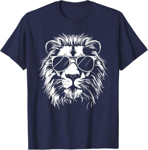 Lion Sunglasses Graphic T-Shirt - T-Shirt | Navy