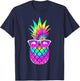 Summer Tie Dye Pineapple Sunglasses Tropical Fruit Lover T-Shirt - T-Shirt | Navy