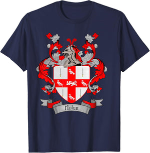 Nolan Coat of Arms | Nolan Surname Family Crest T-Shirt - T-Shirt | Navy
