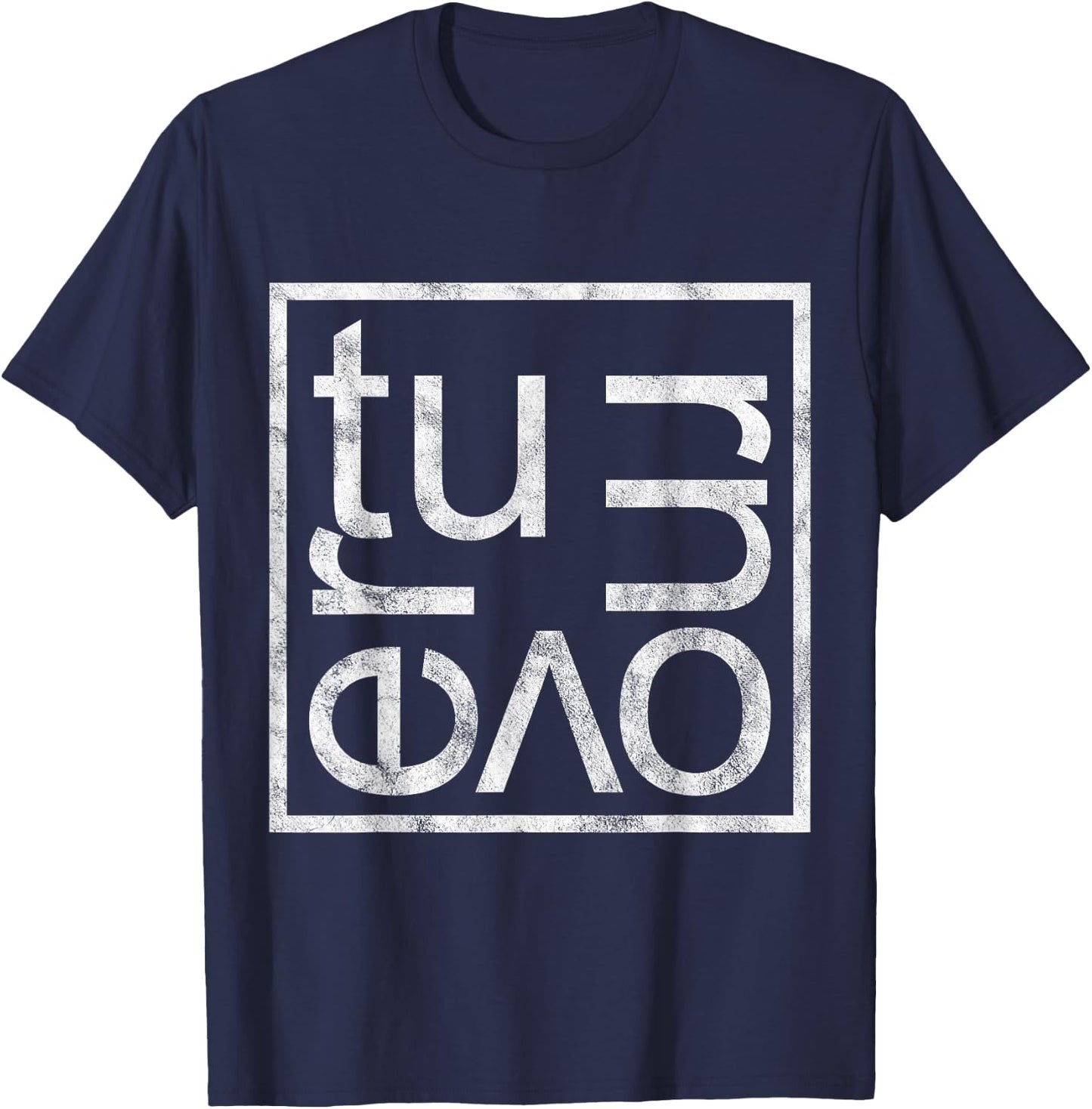 Turnover Box Style Logo Minimalist T-Shirt - T-Shirt | Navy
