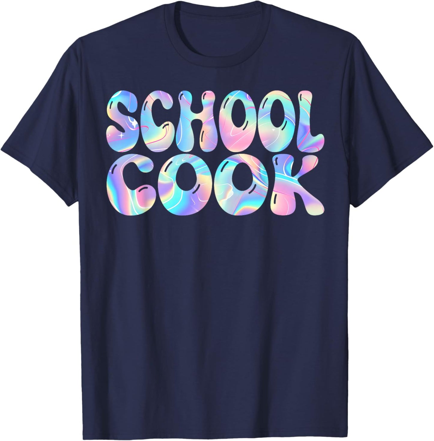 School Cook Groovy Back to School Cute Teachers Women Girl T-Shirt - T-Shirt | Navy