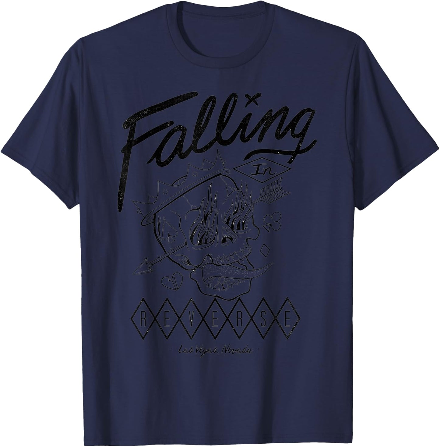 Falling In Reverse - Official Merchandise - Flame Skull T-Shirt - T-Shirt | Navy