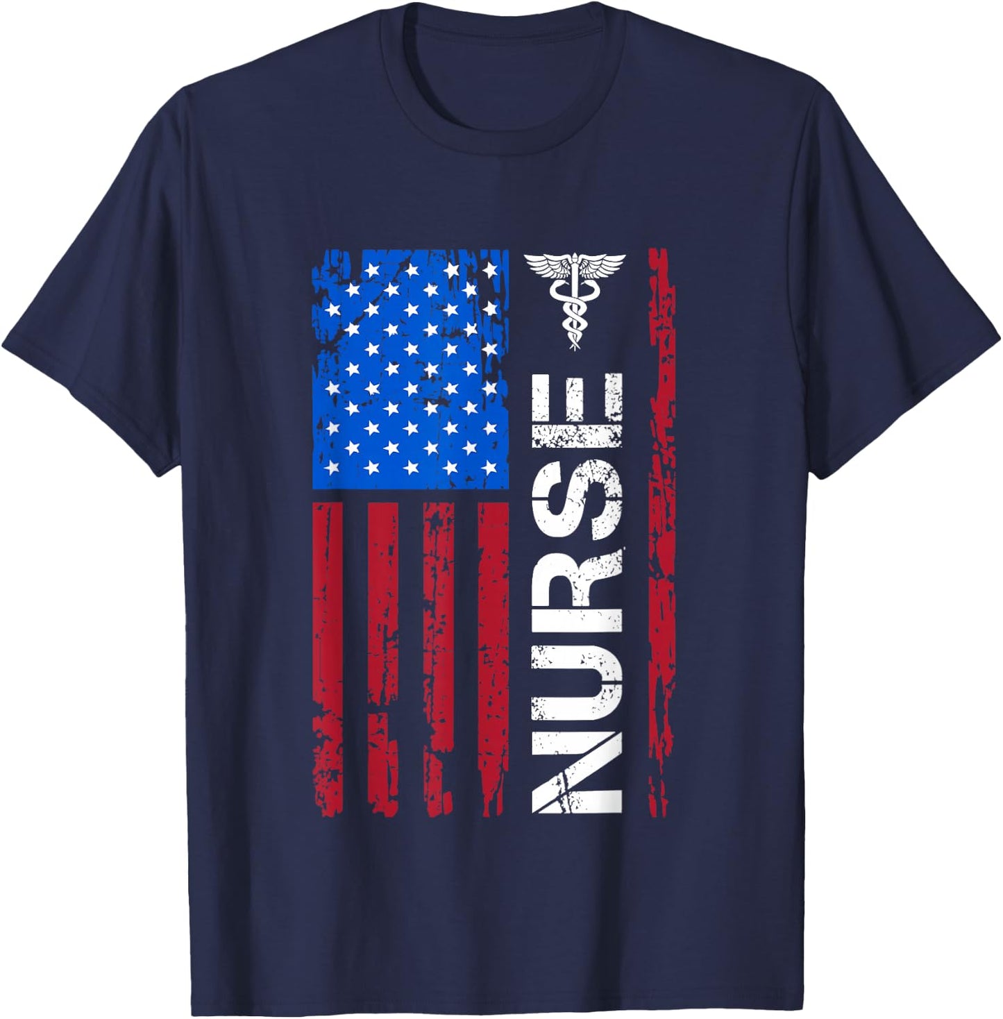 Patriotic Nurse 4th Of July American Flag Independence Day T-Shirt - T-Shirt | Navy