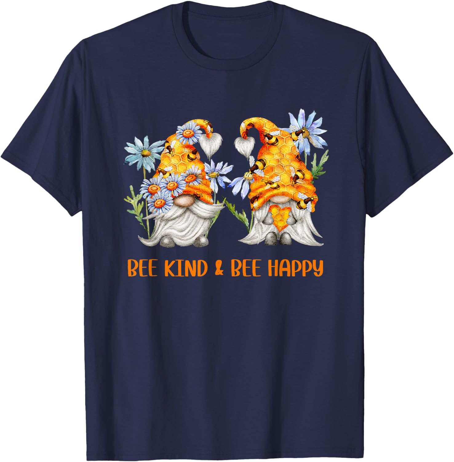 Cute Honey Bee Gnome For Beekeeper Bee Kind And Bee Happy T-Shirt - T-Shirt | Navy
