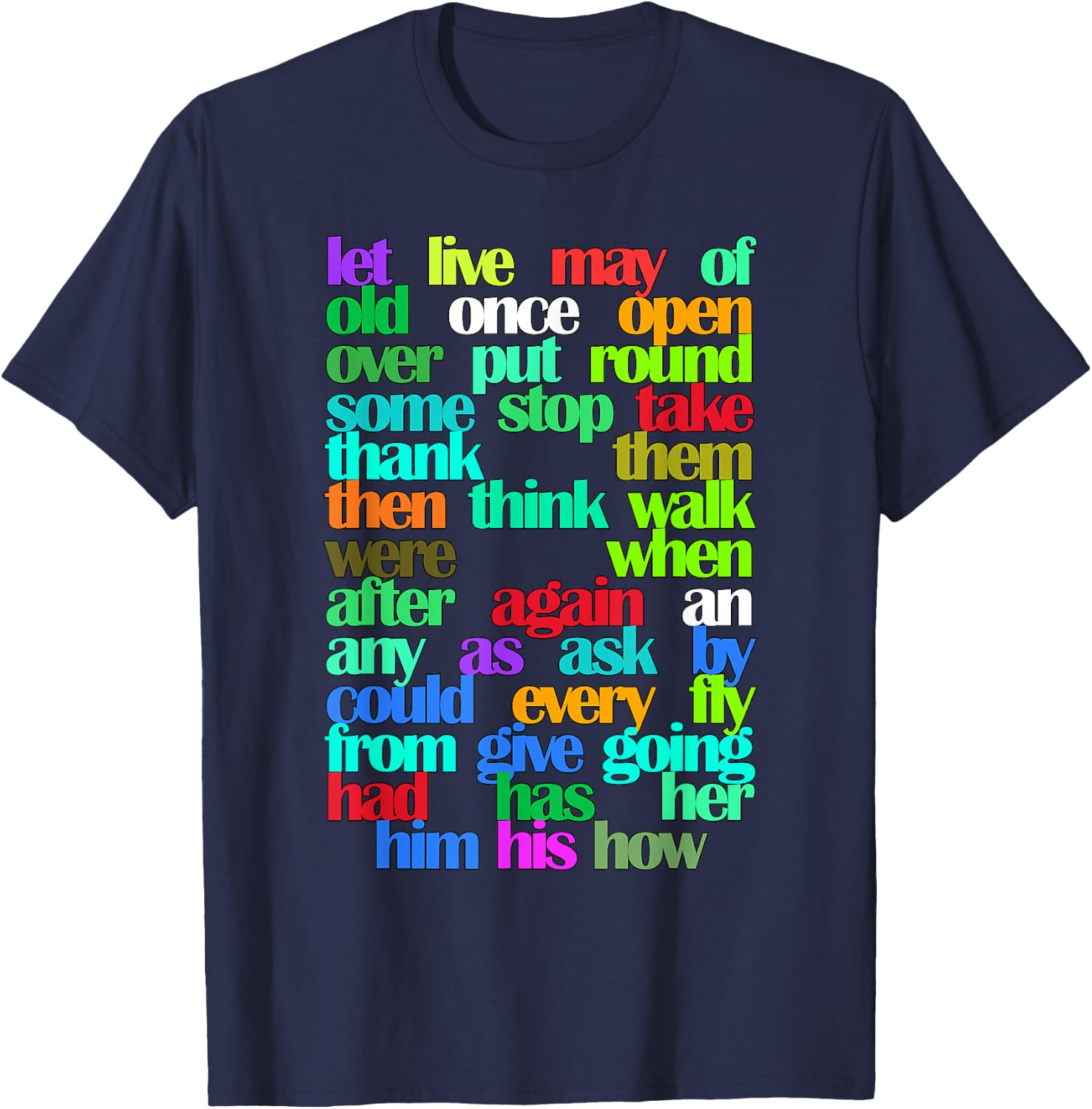 Sight Words First grade Colorful Educational T-Shirt - T-Shirt | Navy