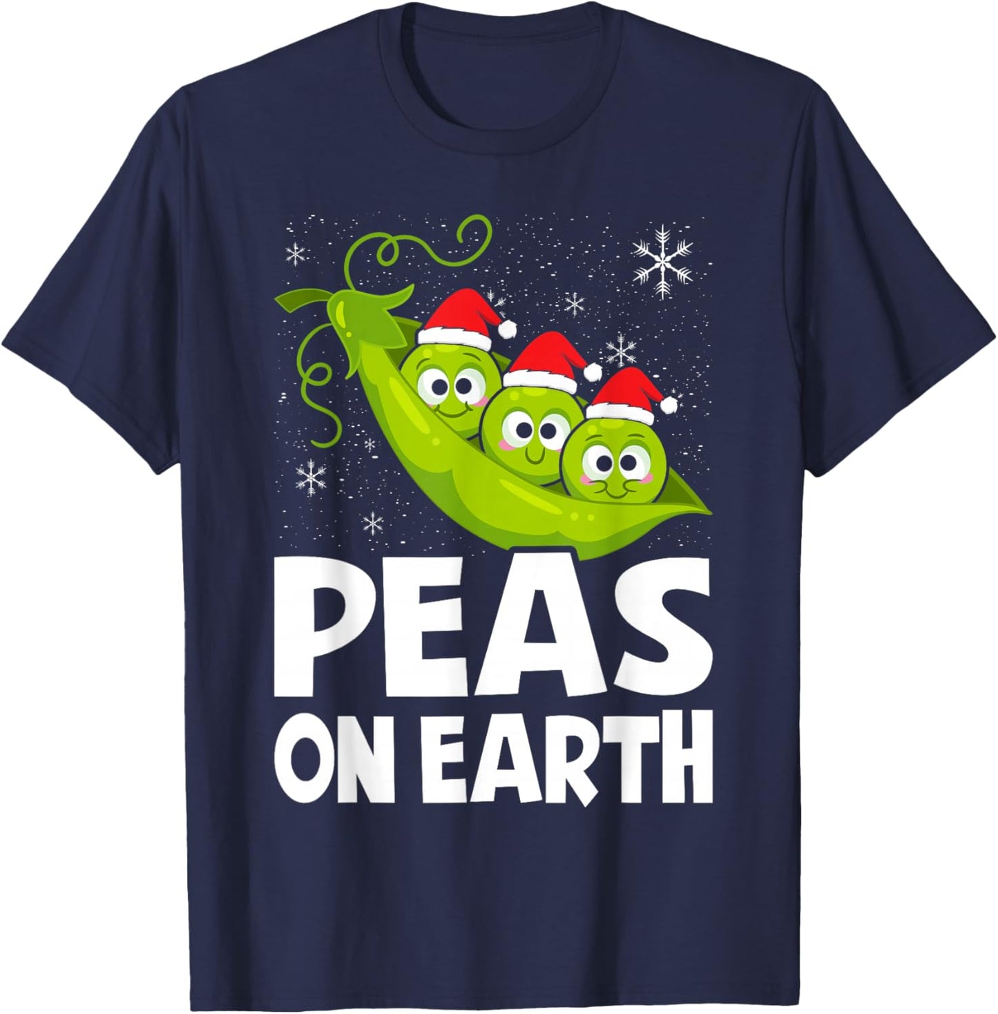 Christmas Pun Lover Peas on Earth World Peace Vegan T-Shirt - T-Shirt | Navy