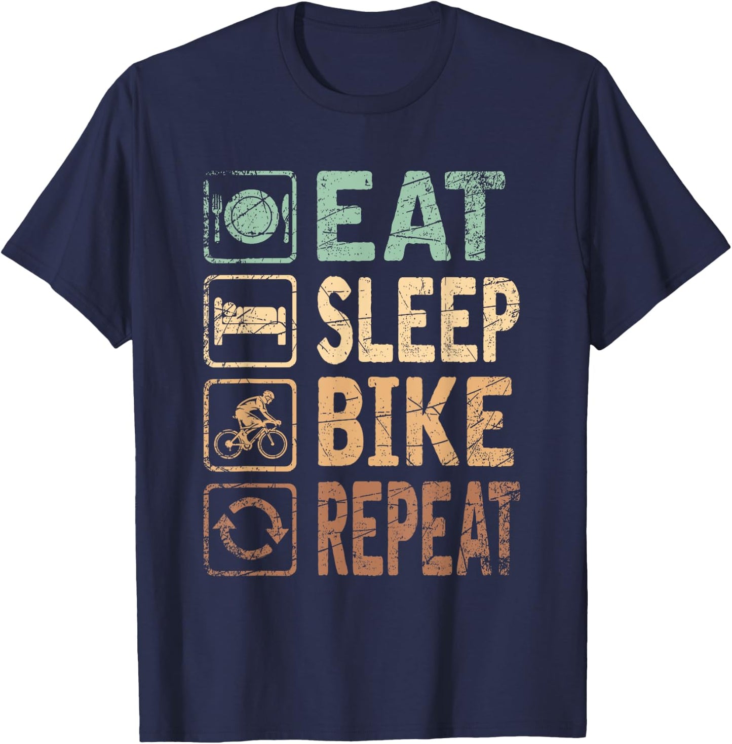 Eat Sleep Bike Repeat Bicycle T-Shirt - T-Shirt | Navy