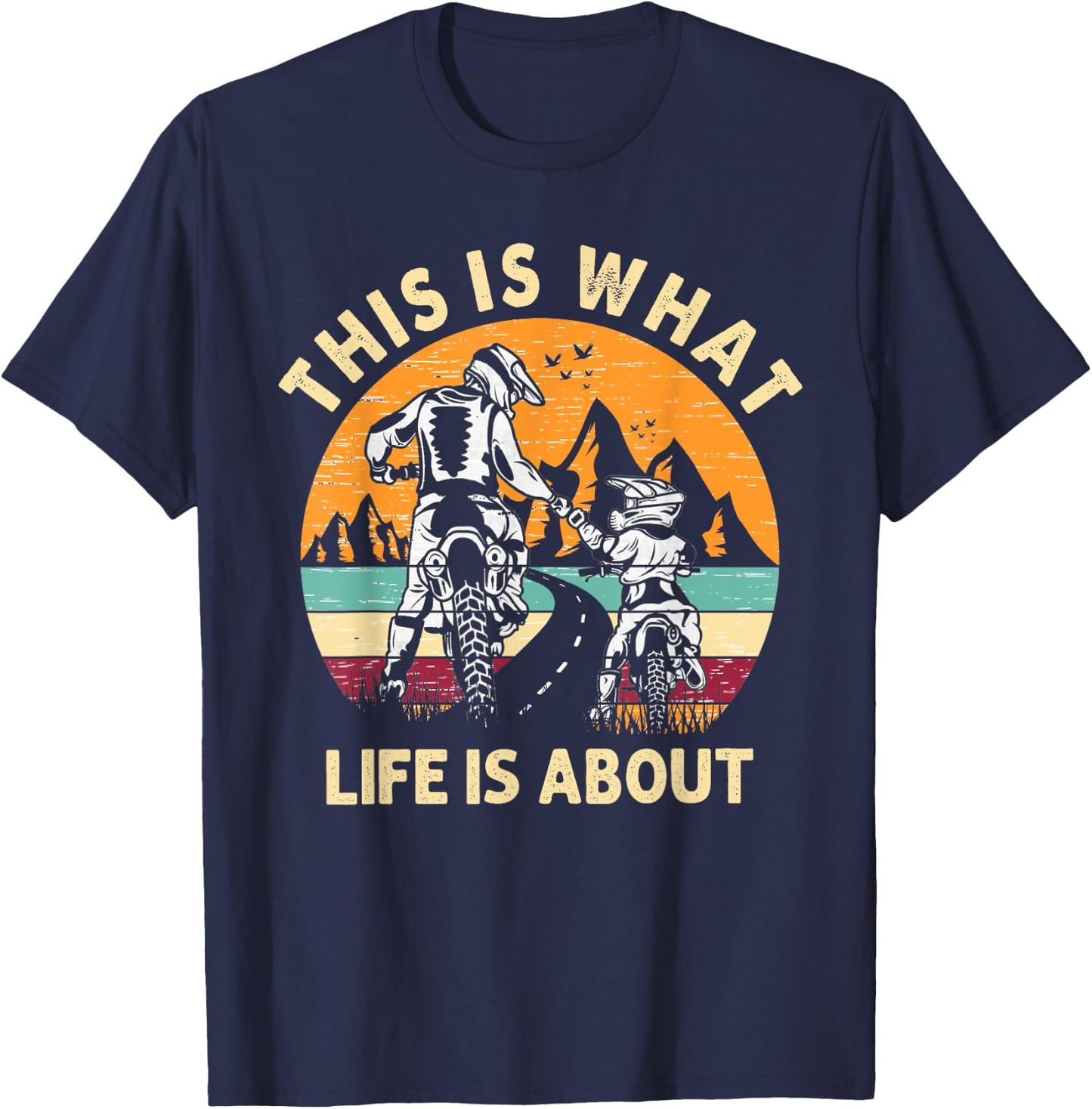 Motocross Dirt Bike Dad Motorcycle Biker Father Kids Son T-Shirt - T-Shirt | Navy