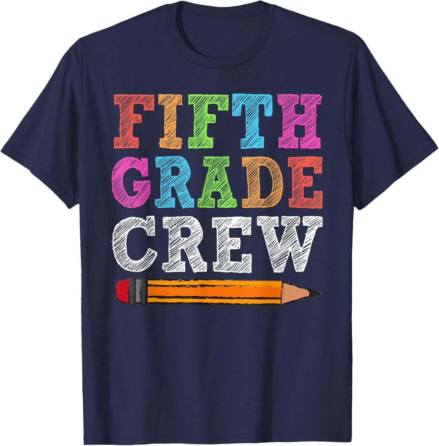 Fifth Grade Crew 5th Grade Gift Back To School T-Shirt - T-Shirt | Navy