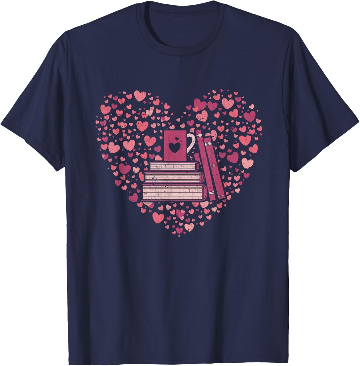 Book Heart Book Reader Gift Bookworm Nerd Love Reading T-Shirt - T-Shirt | Navy