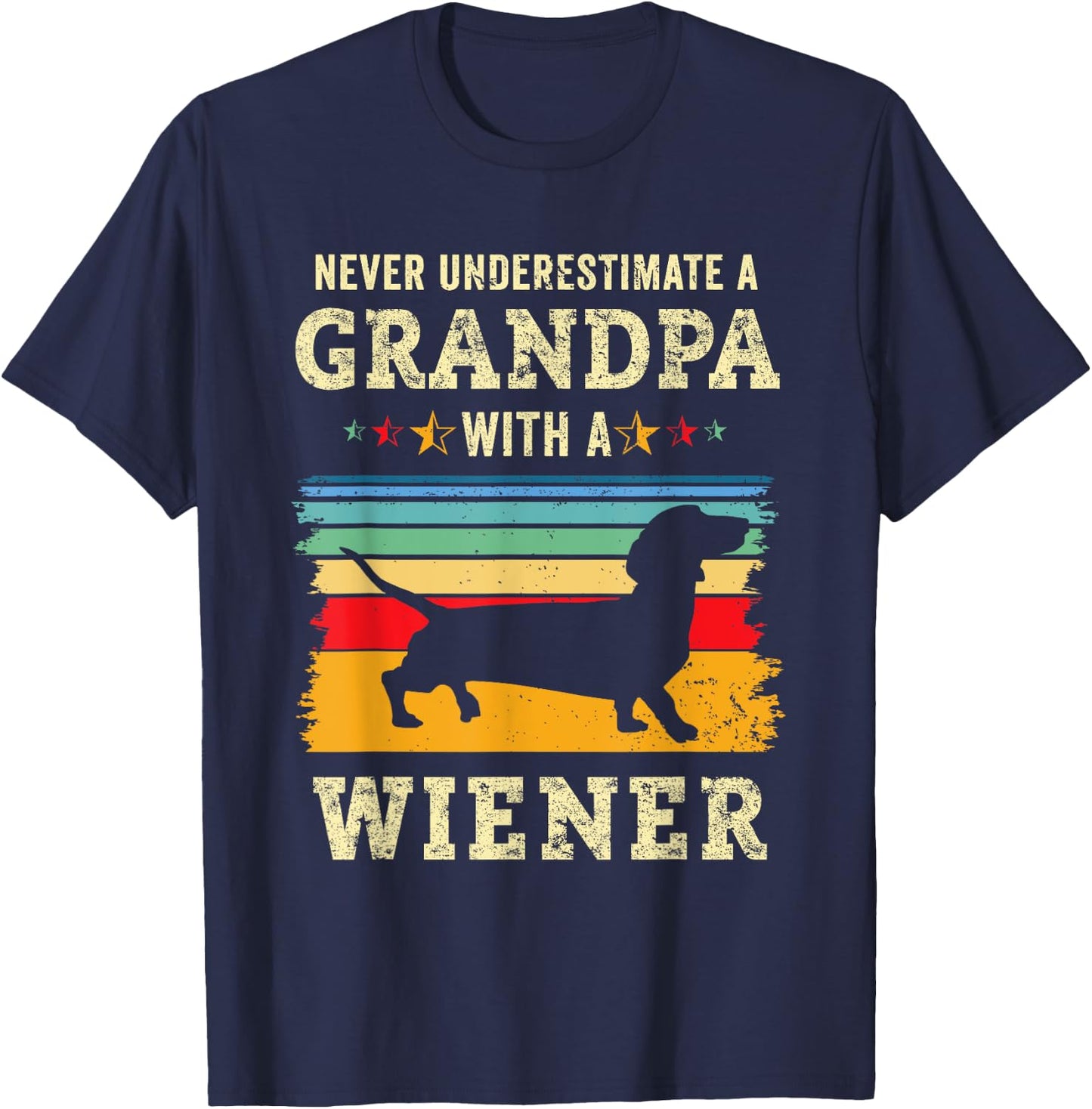 Funny Wiener Dog Grandpa Humor Dachshund Grandfather Doxie T-Shirt - T-Shirt | Navy