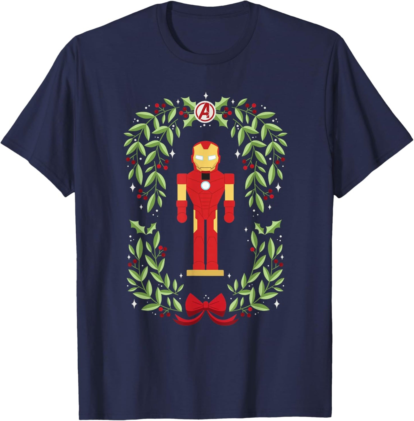 Marvel Holiday Christmas Avengers Holly Iron Man Nutcracker T-Shirt - T-Shirt | Navy