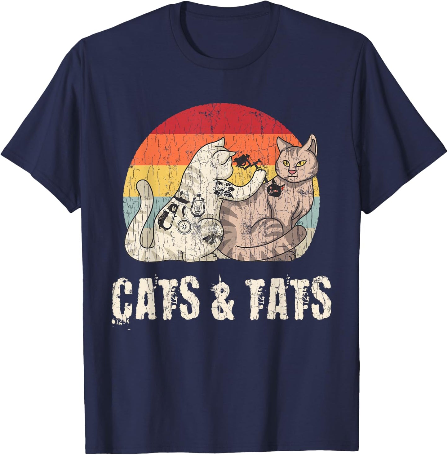 Cats and Tats Tattoo Cute Funny Gift T-Shirt - T-Shirt | Navy