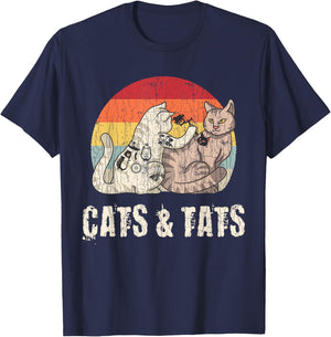 Cats and Tats Tattoo Cute Funny Gift T-Shirt - T-Shirt | Navy