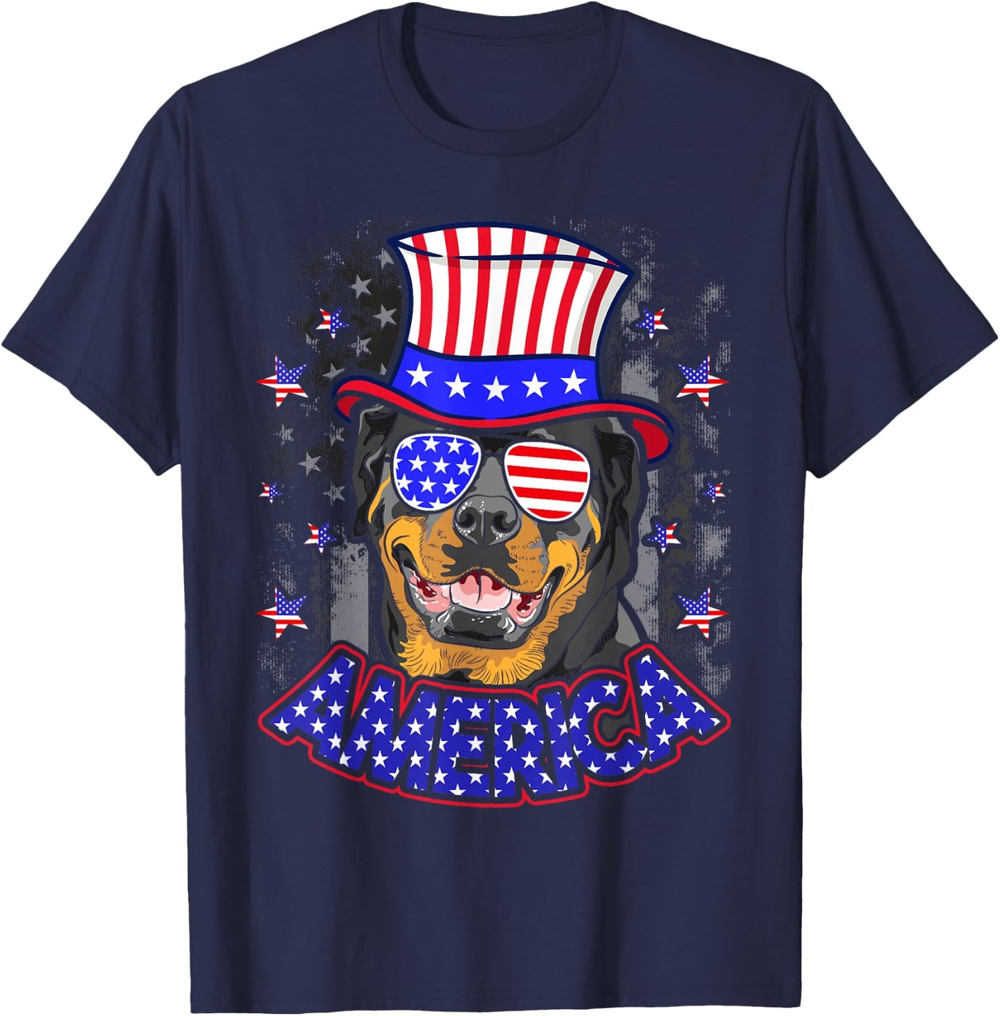 Rottweiler American USA Flag 4th of July T-Shirt - T-Shirt | Navy
