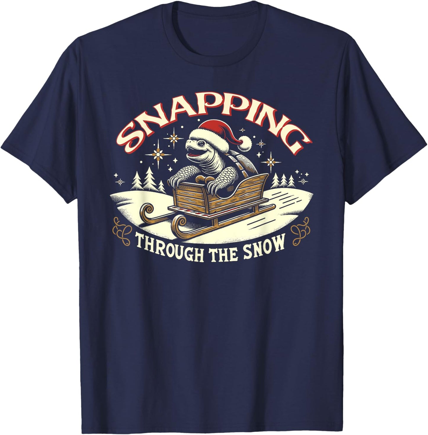 Snapping Turtle Santa Christmas T-Shirt - T-Shirt | Navy