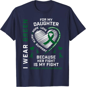 I Wear Green For My Daughter Cerebral Palsy Awareness CP Mom T-Shirt - T-Shirt | Navy