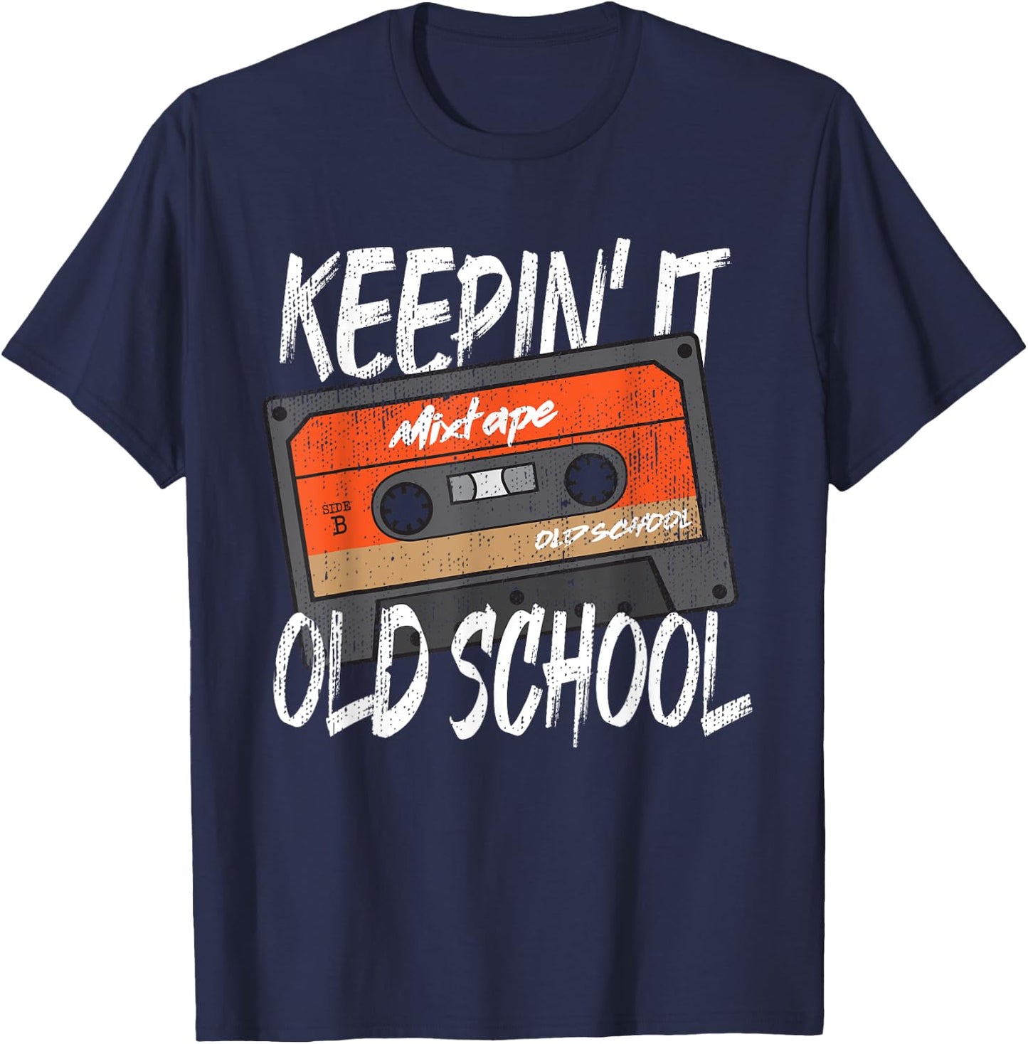 Old School Hip Hop 80s 90s Vintage Mixtape Cassette Tape T-Shirt - T-Shirt | Navy