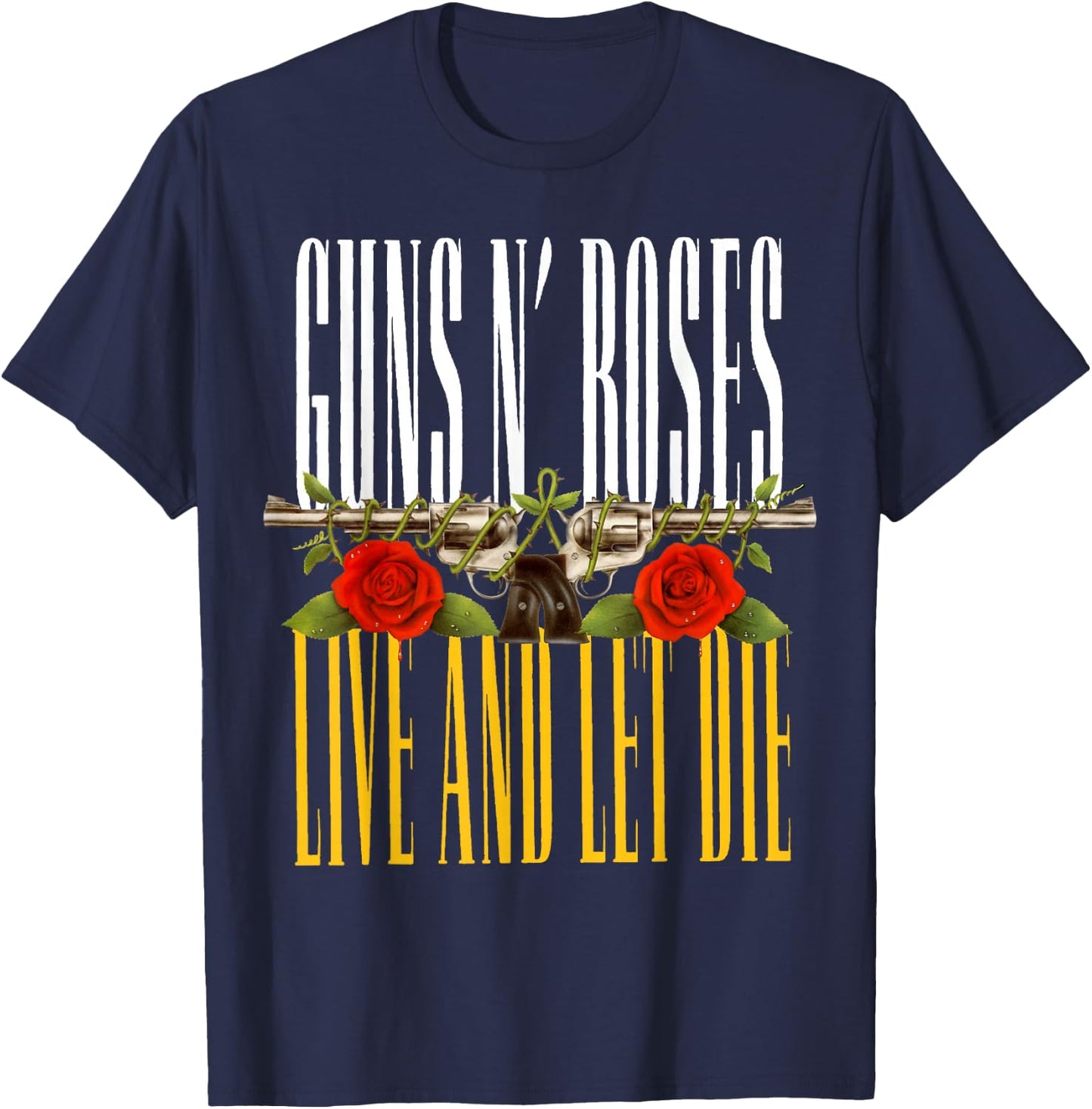 Official Guns N' Roses Live and Let Die T-Shirt - T-Shirt | Navy