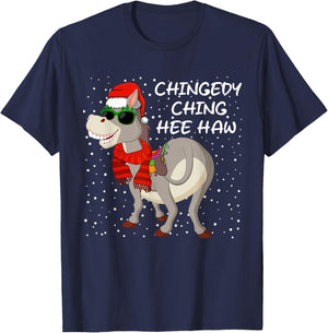 Christmas Donkey Italian Xmas Funny Donkey Lover Pajamas T-Shirt - T-Shirt | Navy