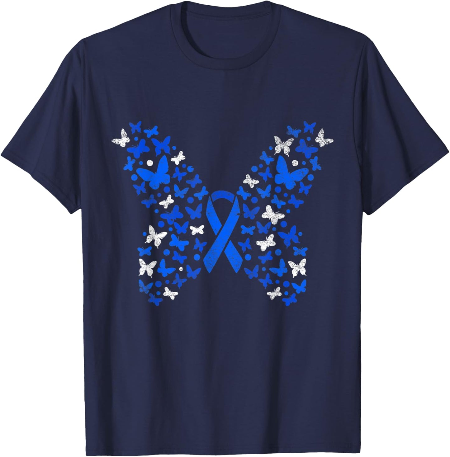 Butterfly Colorectal Cancer Awareness T-Shirt - T-Shirt | Navy