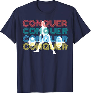 Conquer Deadlift Fitness Weightlifting Gym Workout T-Shirt - T-Shirt | Navy