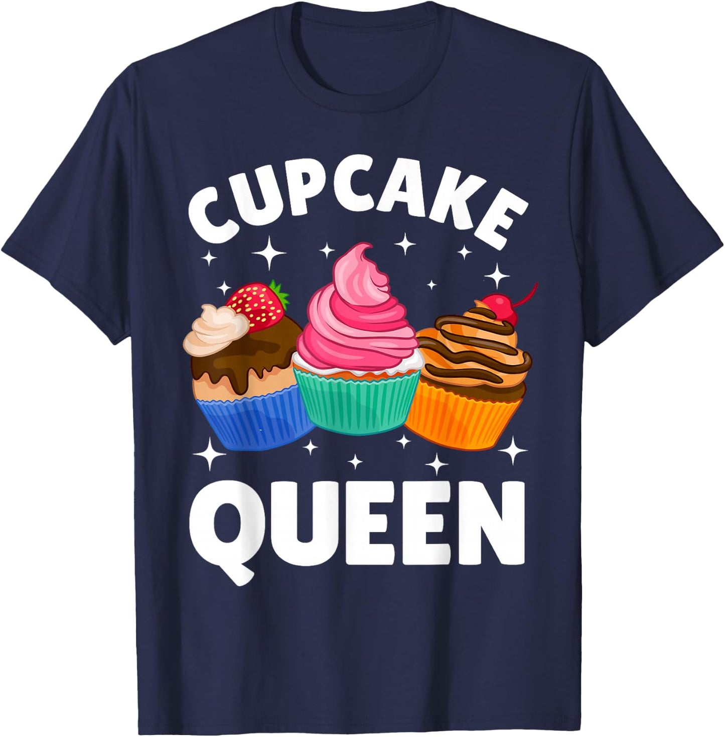 Funny Cupcake Queen Design Girls Cupcake Lovers T-Shirt - T-Shirt | Navy