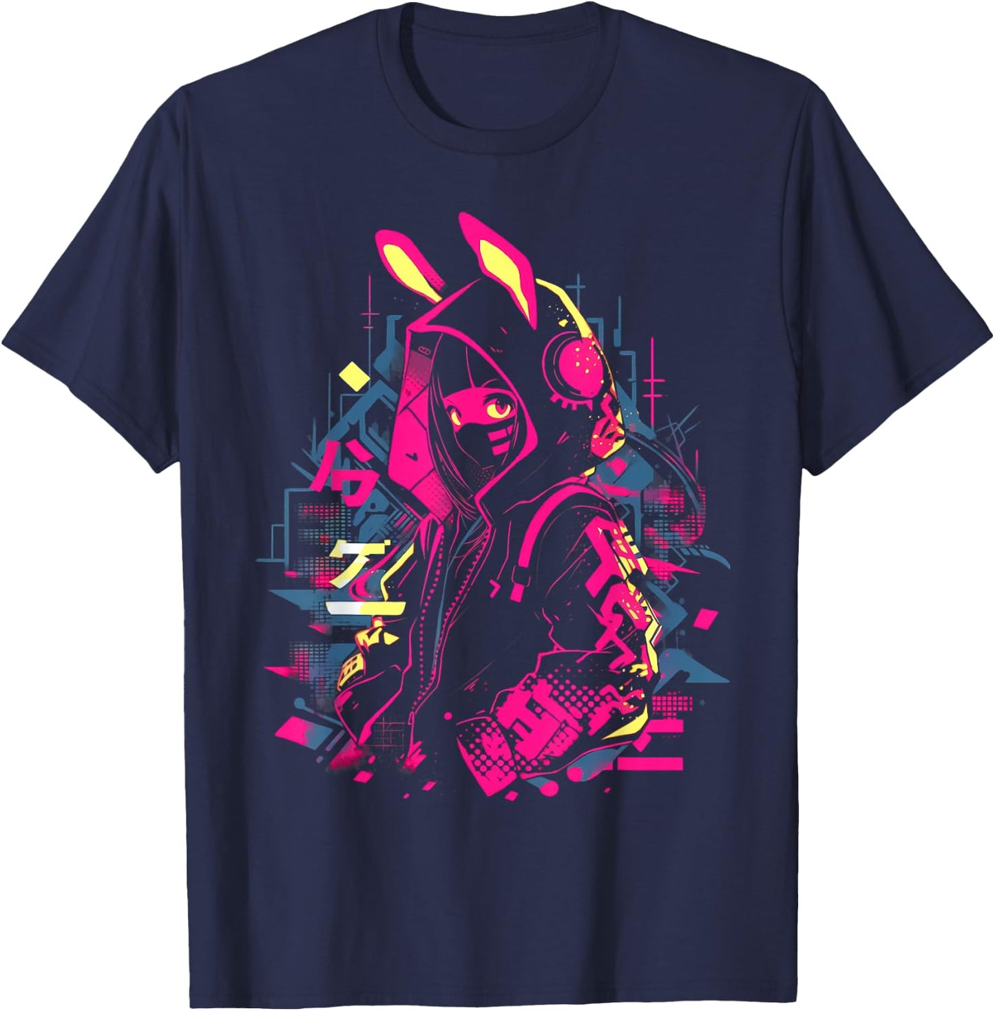 Anime Manga Cyberpunk Aesthetic Techwear Harajuku T-Shirt - T-Shirt | Navy