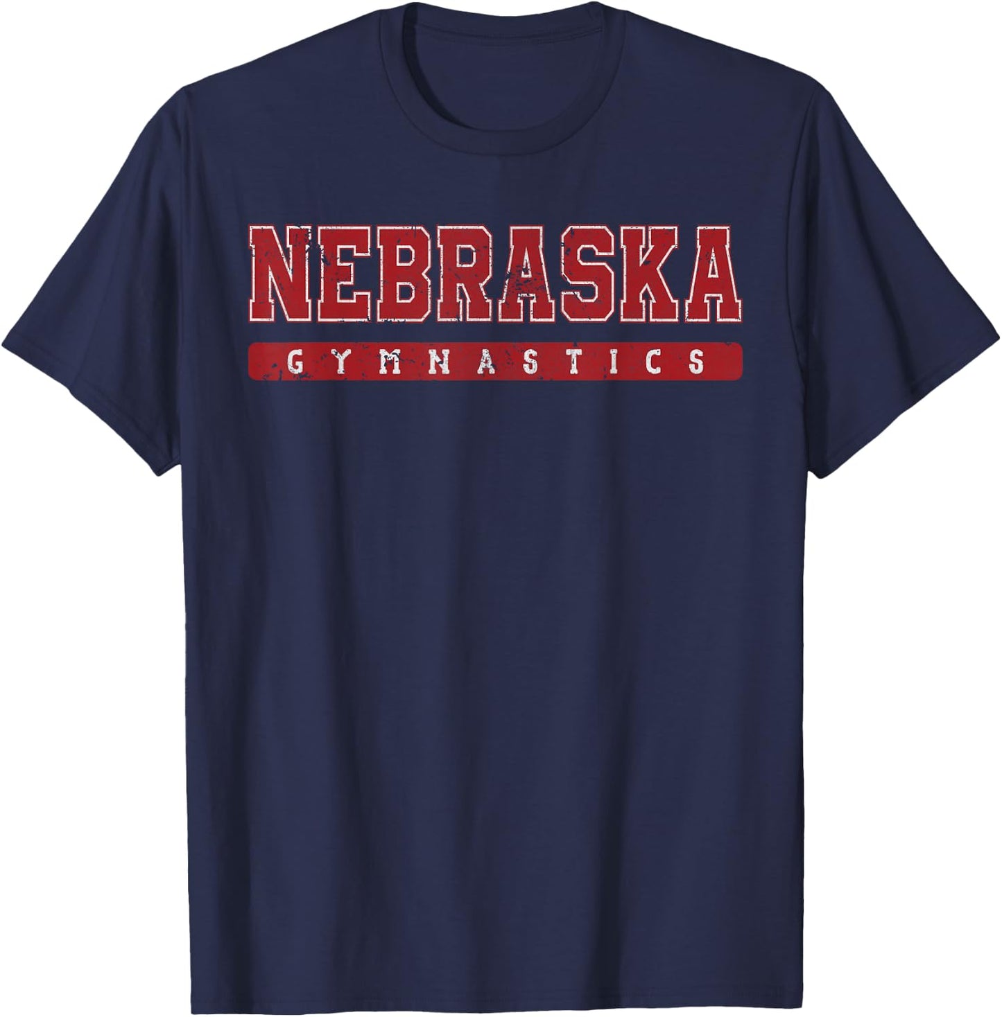 Nebraska Gymnastics Red Vintage Text T-Shirt - T-Shirt | Navy